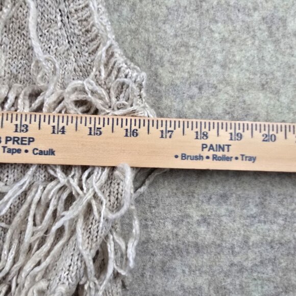 H&M Fringe Knit Sleeveless Cardigan Beige Acrylic Blend XS Layered Boho Vest - Picture 8 of 9